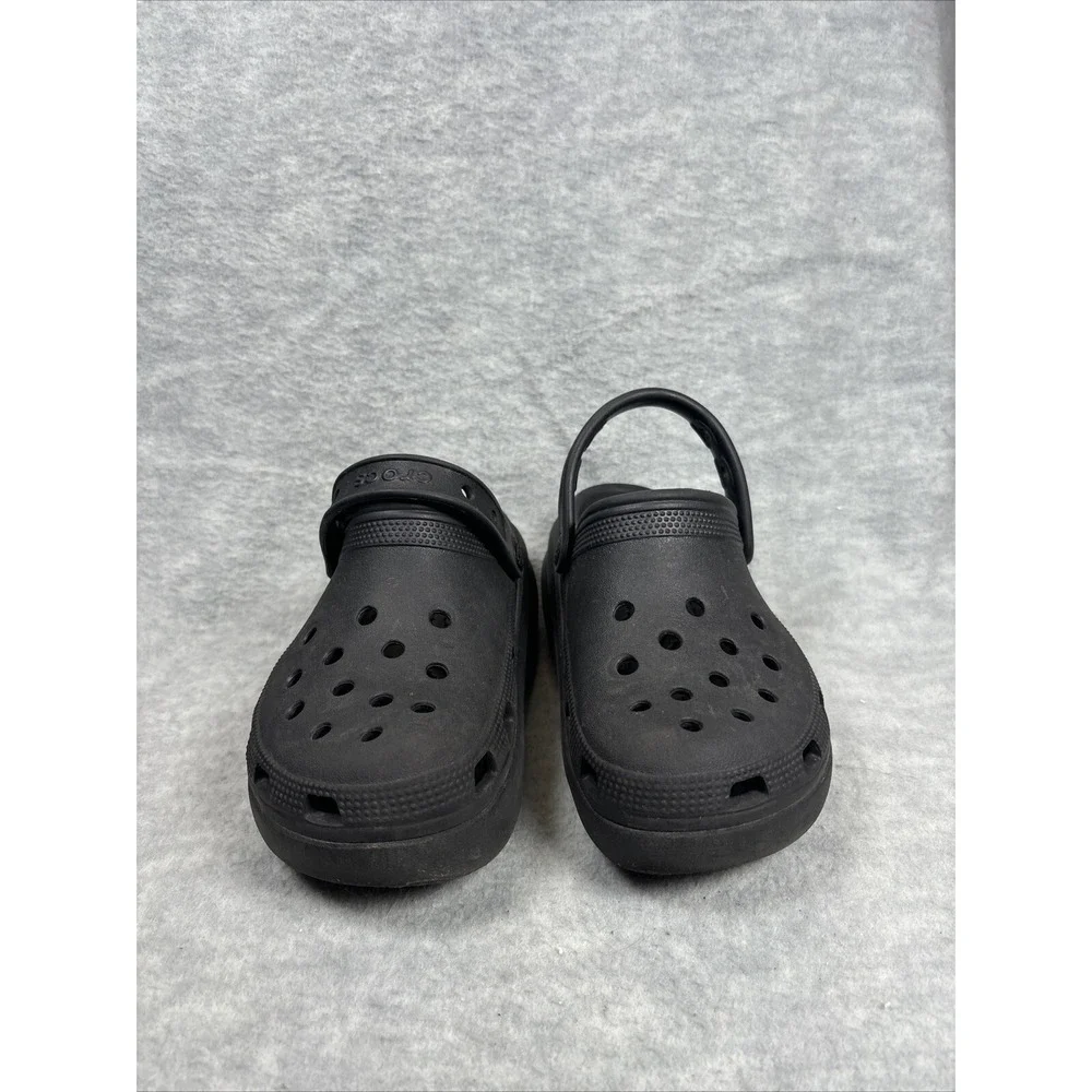 Crocs Mega Crush Clogs Juniors 2 Platform Black Wedge Kids Youth‎ Slip On Iconic